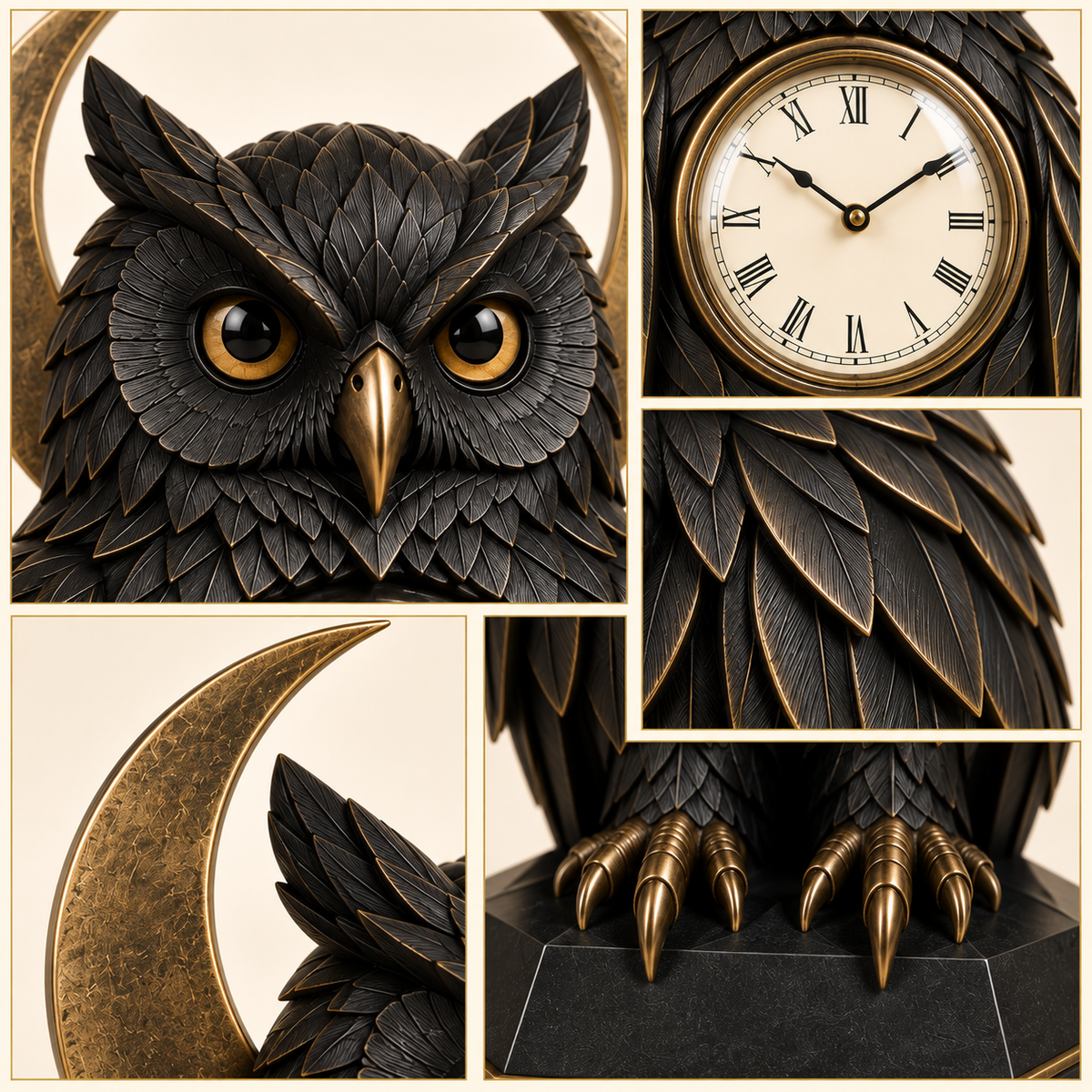 QAVLIRO™ Nocturne Owl Mantel Clock