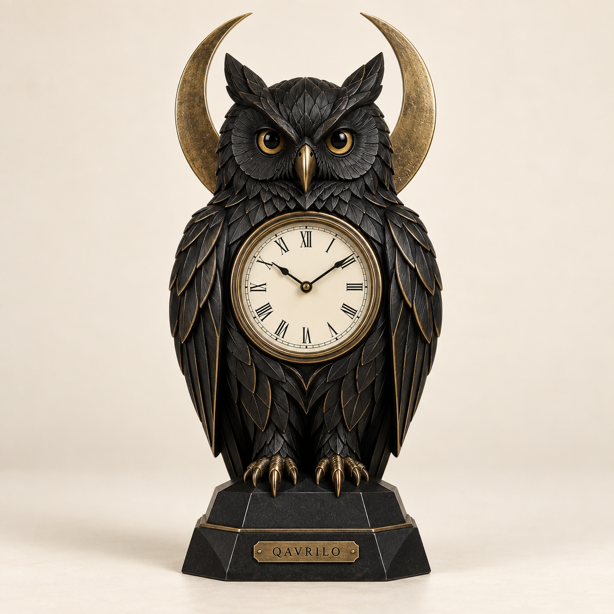 QAVLIRO™ Nocturne Owl Mantel Clock