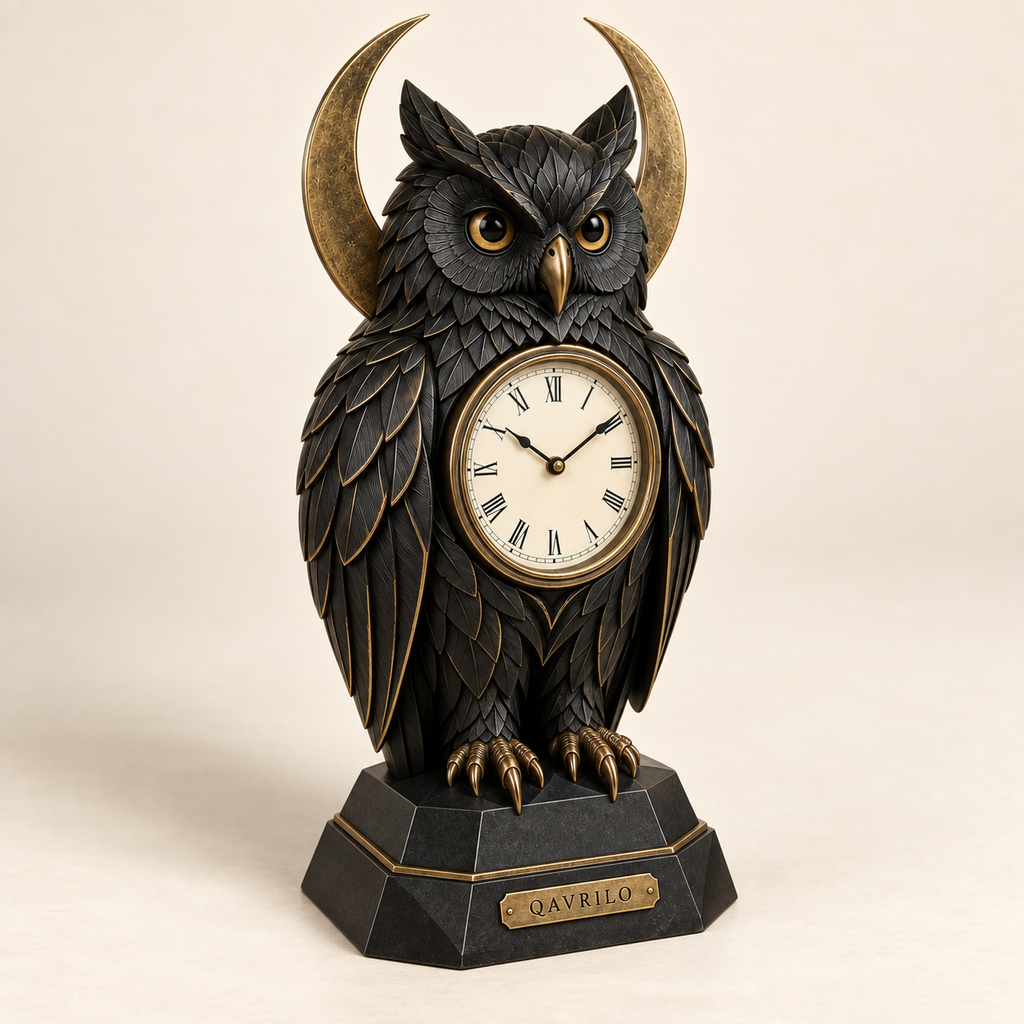 QAVLIRO™ Nocturne Owl Mantel Clock