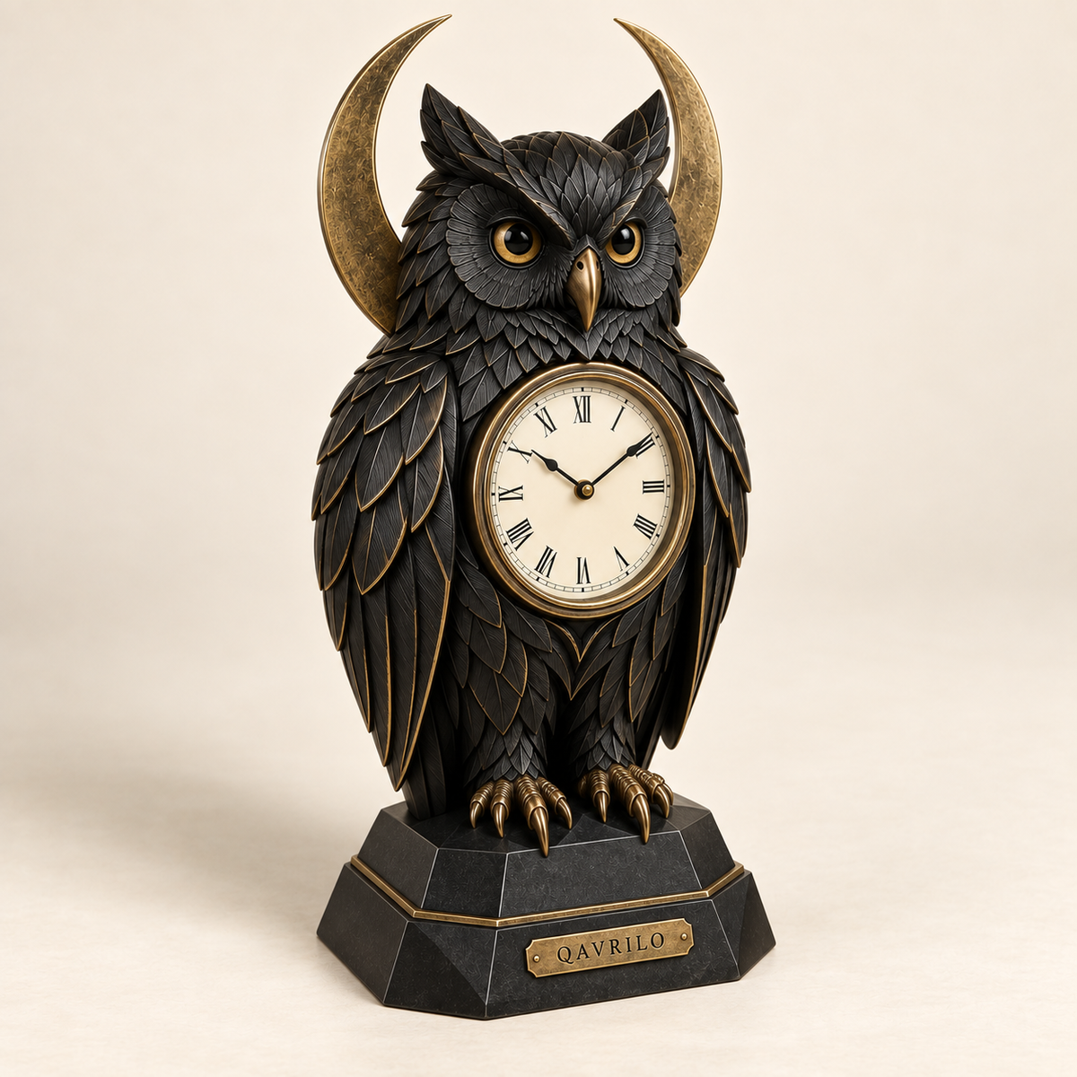 QAVLIRO™ Nocturne Owl Mantel Clock
