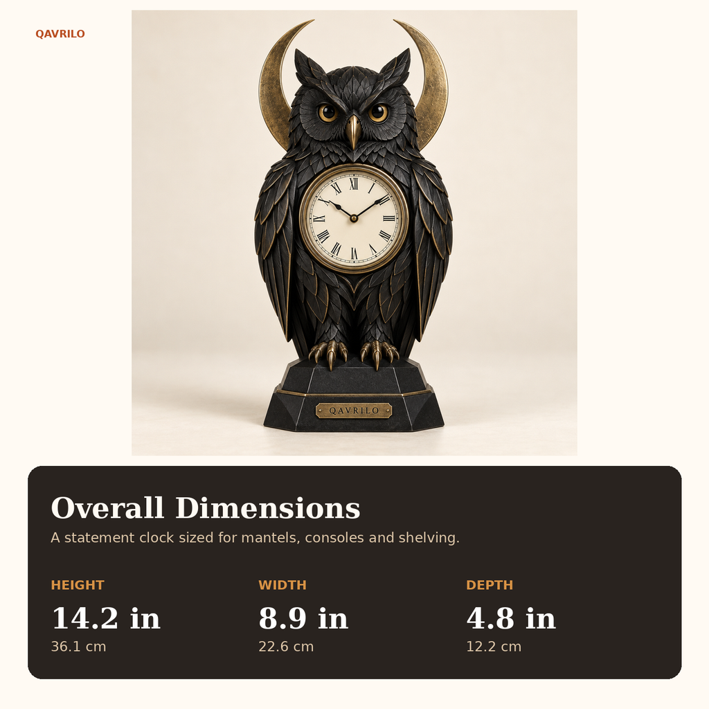 QAVLIRO™ Nocturne Owl Mantel Clock