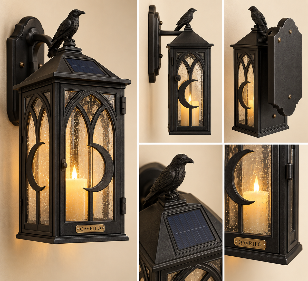 QAVLIRO™ Hollow Moon Solar Porch Lantern