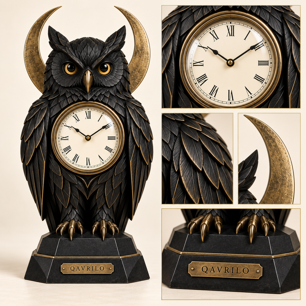 QAVLIRO™ Nocturne Owl Mantel Clock