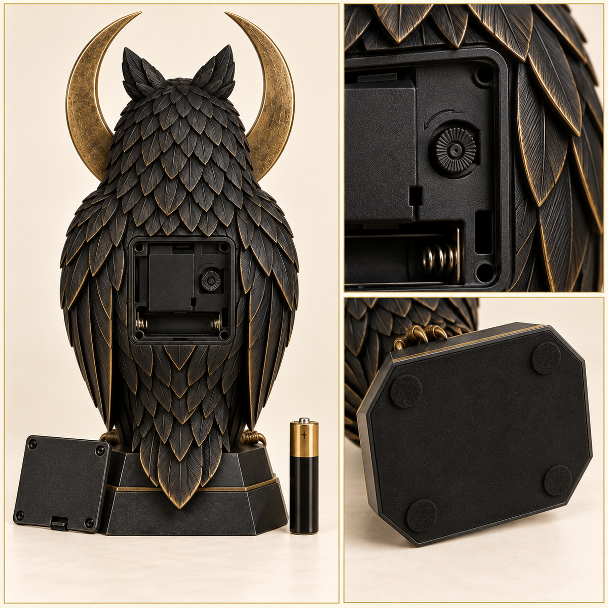QAVLIRO™ Nocturne Owl Mantel Clock