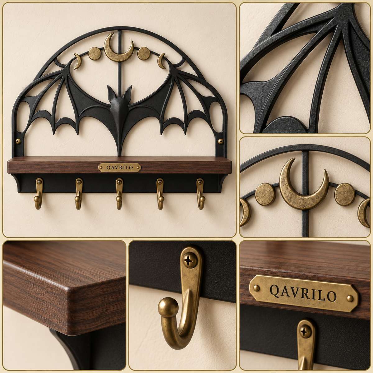 QAVLIRO™ Emberveil Bat Wall Key Holder