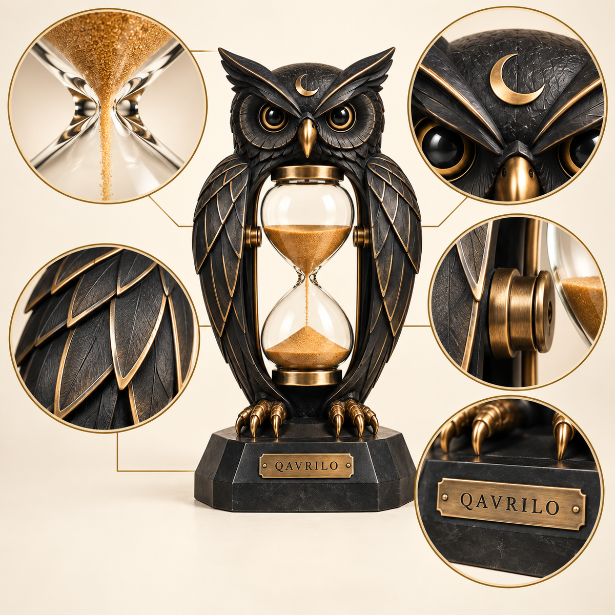 QAVLIRO™ Nightwatch Owl Hourglass