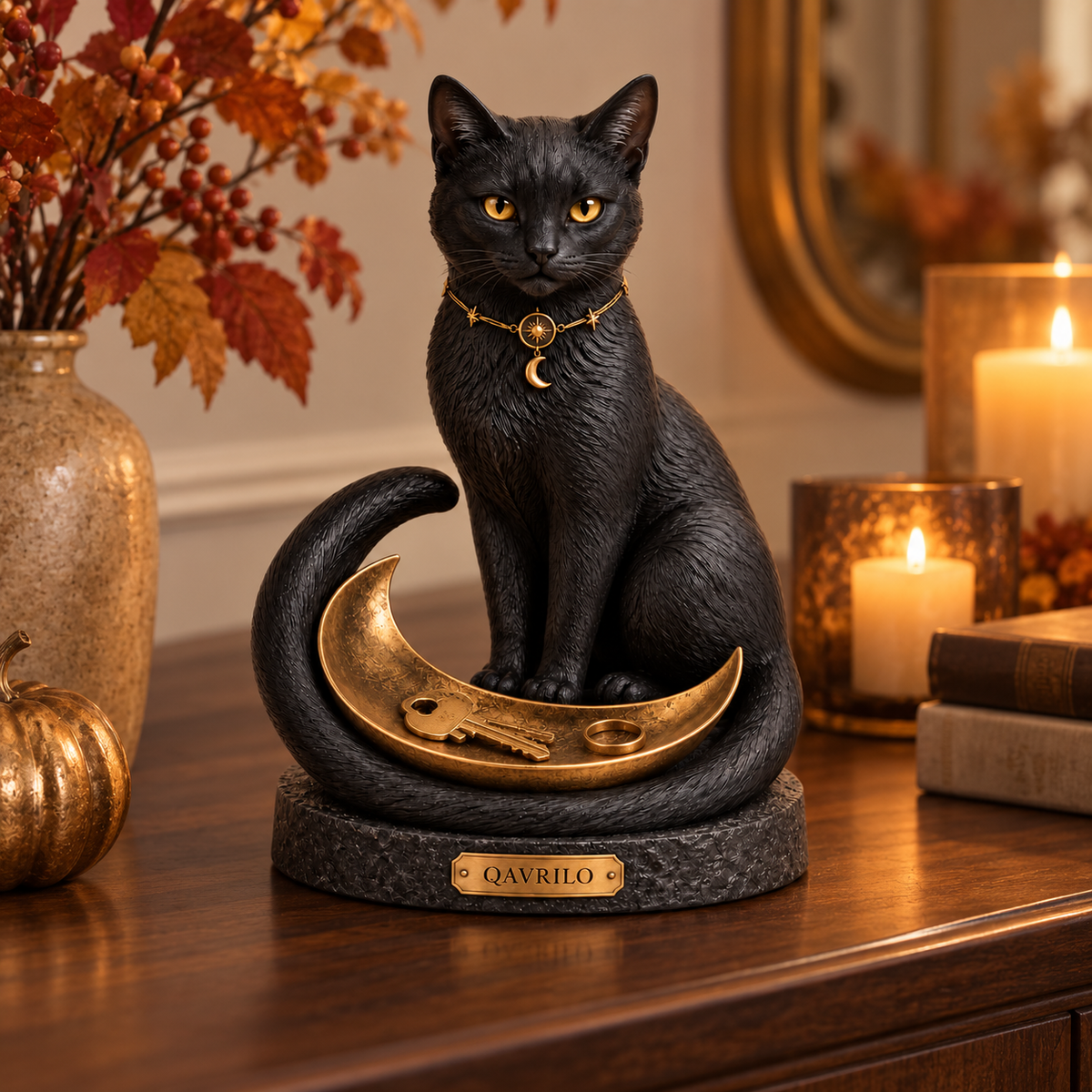 QAVLIRO™ Moonkeeper Black Cat Trinket Tray