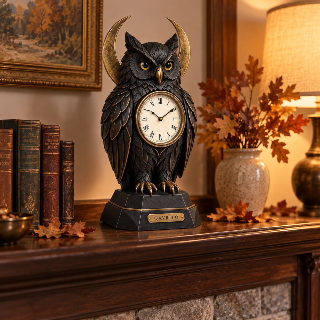 QAVLIRO™ Nocturne Owl Mantel Clock