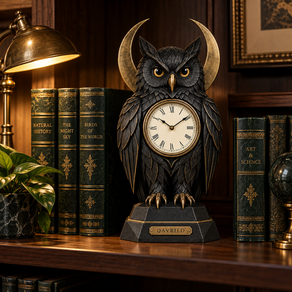 QAVLIRO™ Nocturne Owl Mantel Clock
