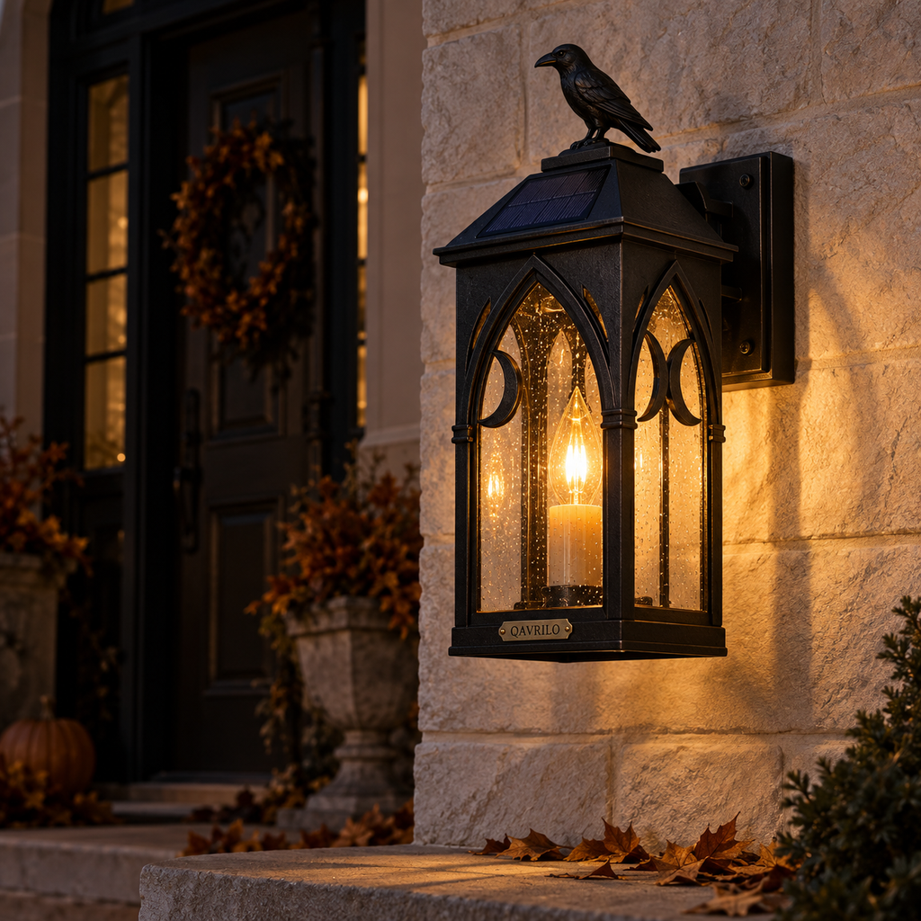 QAVLIRO™ Hollow Moon Solar Porch Lantern