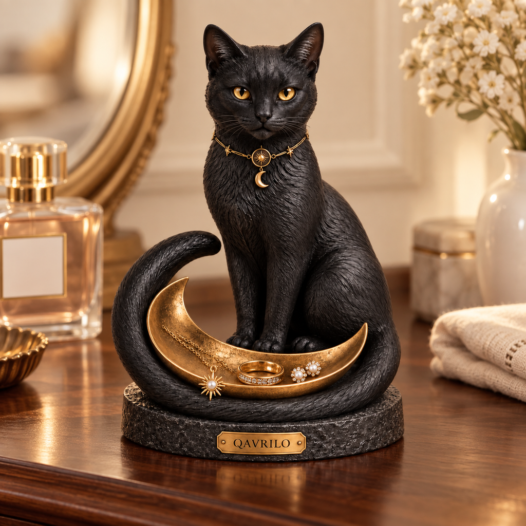 QAVLIRO™ Moonkeeper Black Cat Trinket Tray